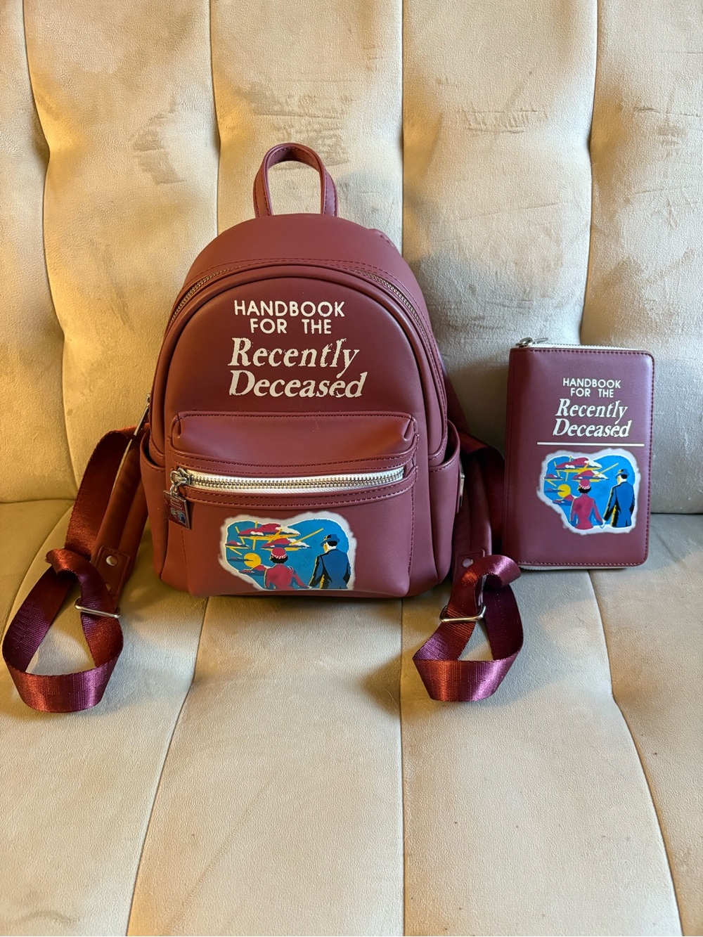LOUNGEFLY- BEETLEJUICE-Handbook for the Recently Deceased Mini Backpack & wallet